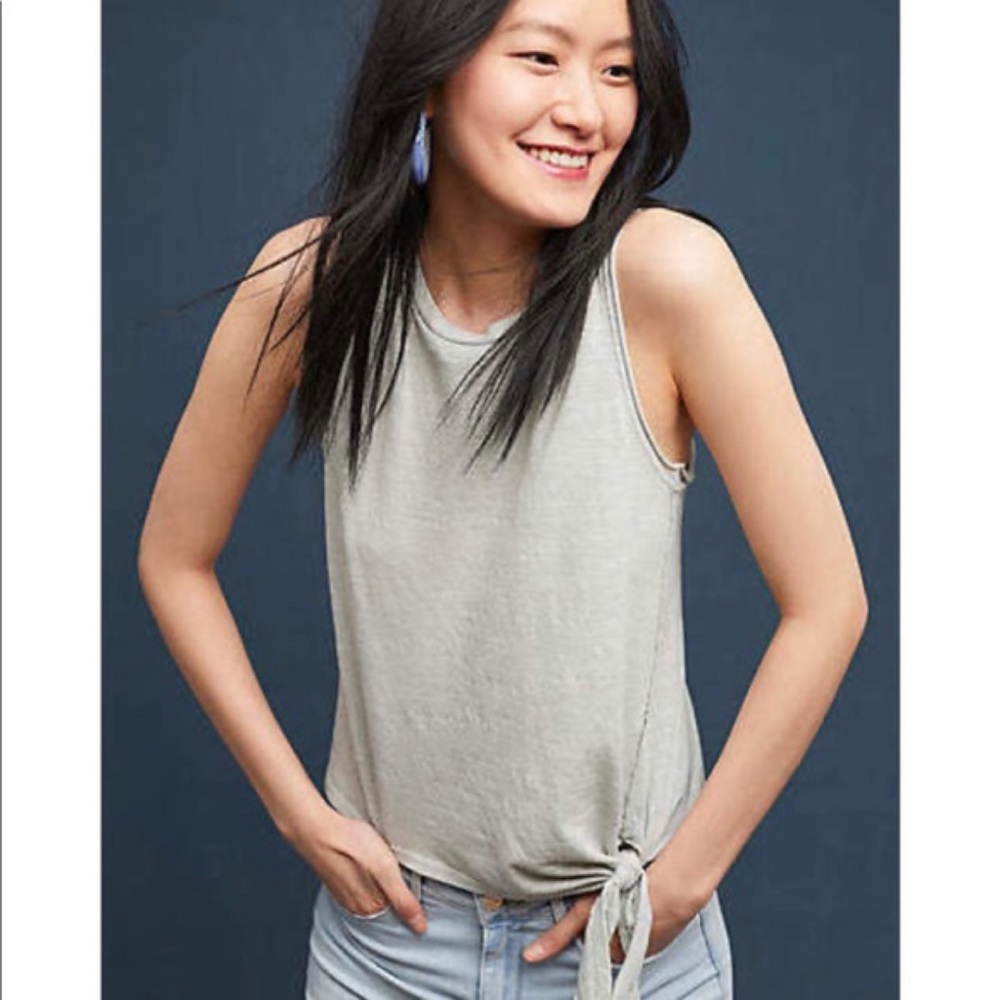 Anthropologie Maeve Woodsboro Green Tied Tank Top Size L